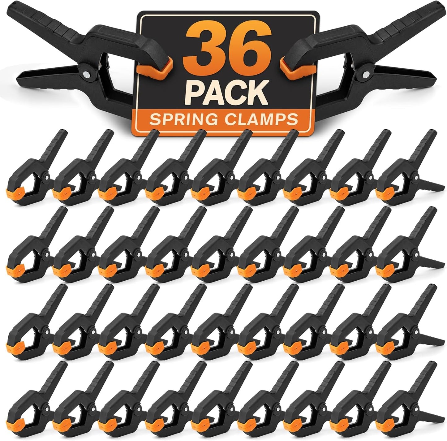 Pack 36 abrazaderas plástico resistente naranja 3.4pulg