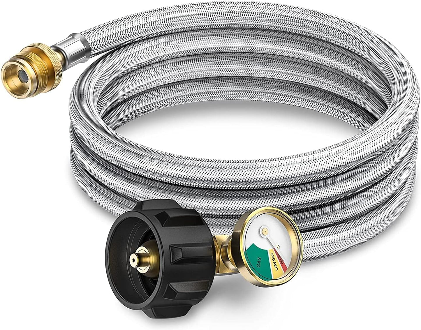 Adaptador manguera propano 6ft 1lb a 20lb con manómetro