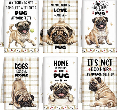 Toallas de cocina divertidas para pug, regalo navideño y de inauguración
