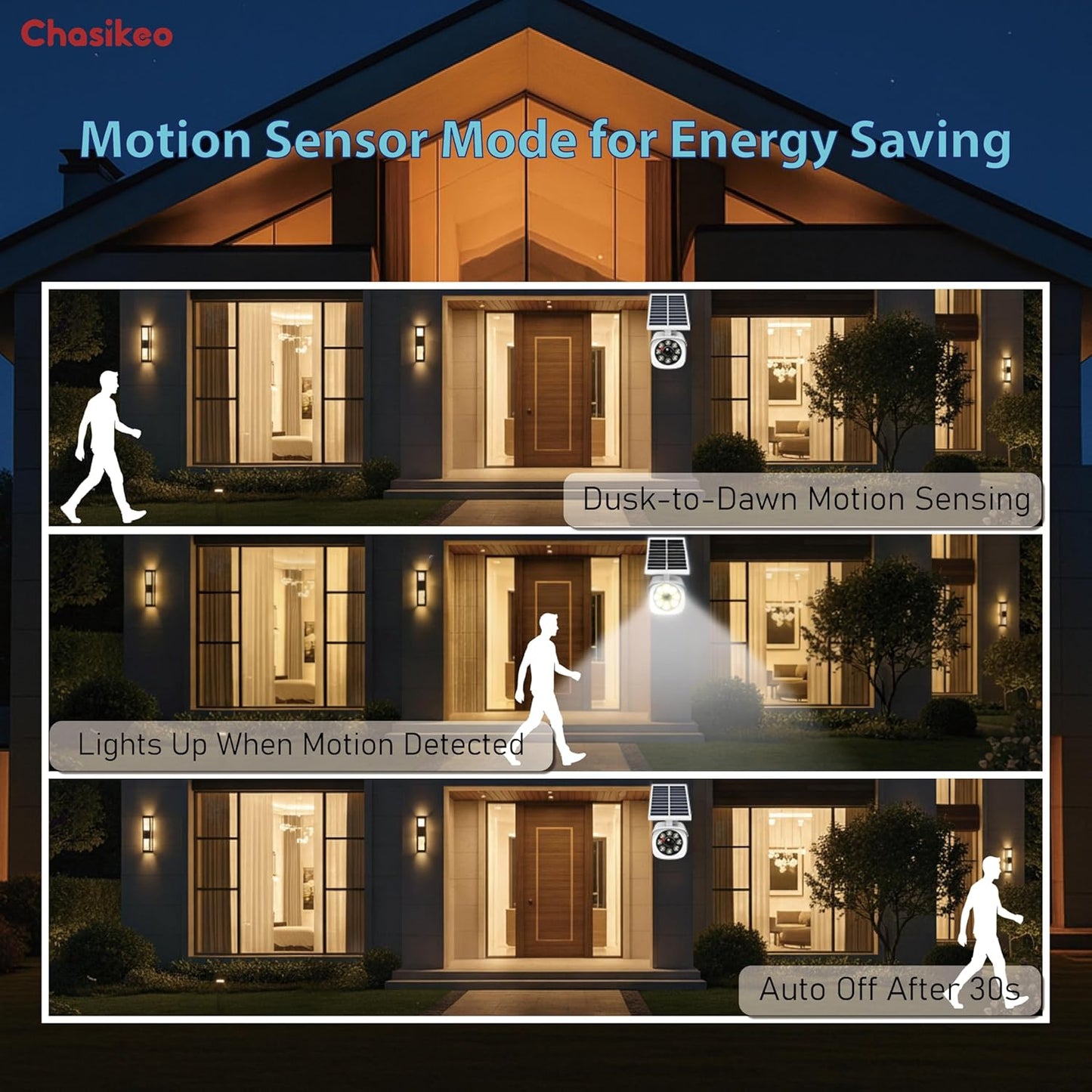 Luz solar con sensor movimiento IP67 giratoria jardín