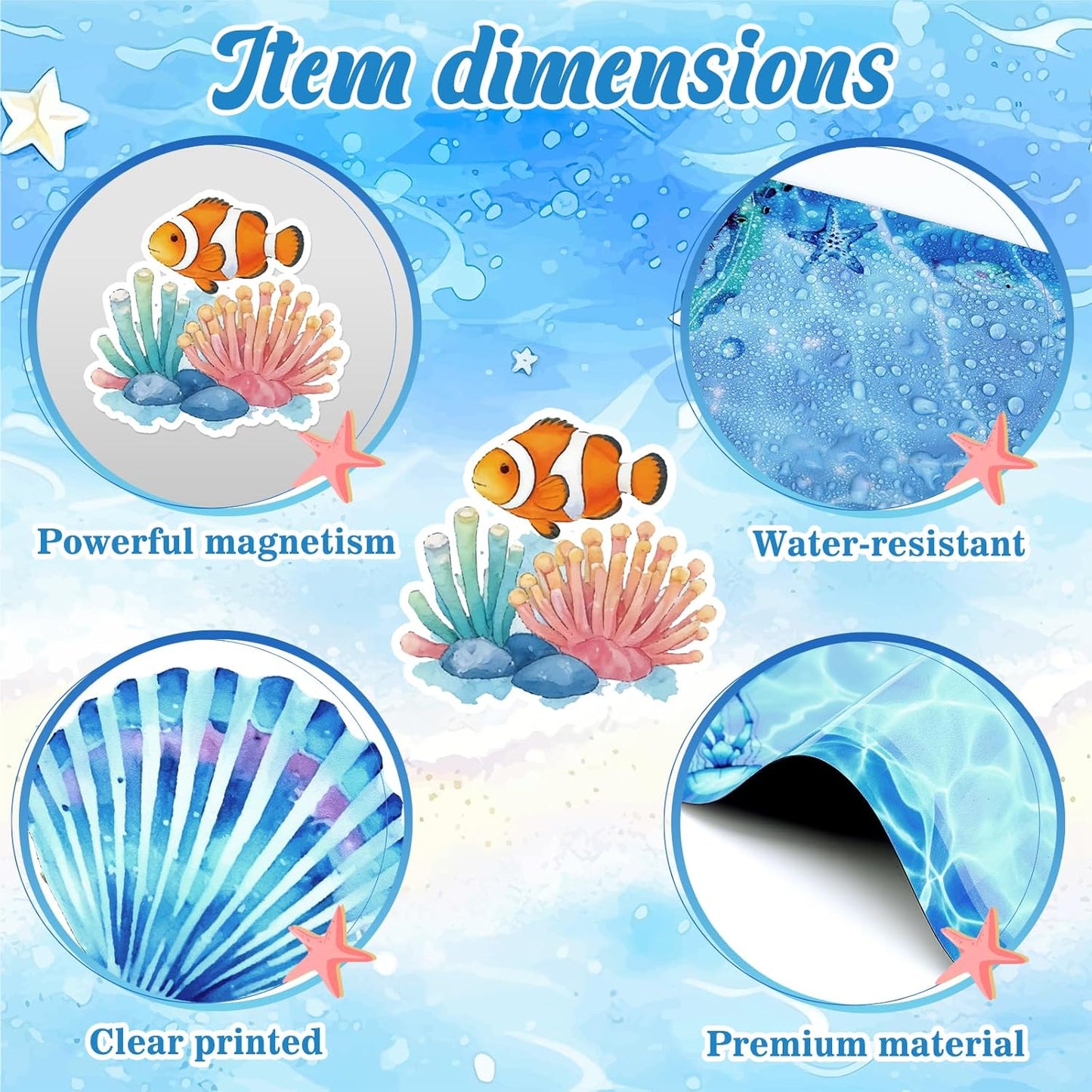 Imanes animales marinos tablero olas 2 bolígrafos reutilizables