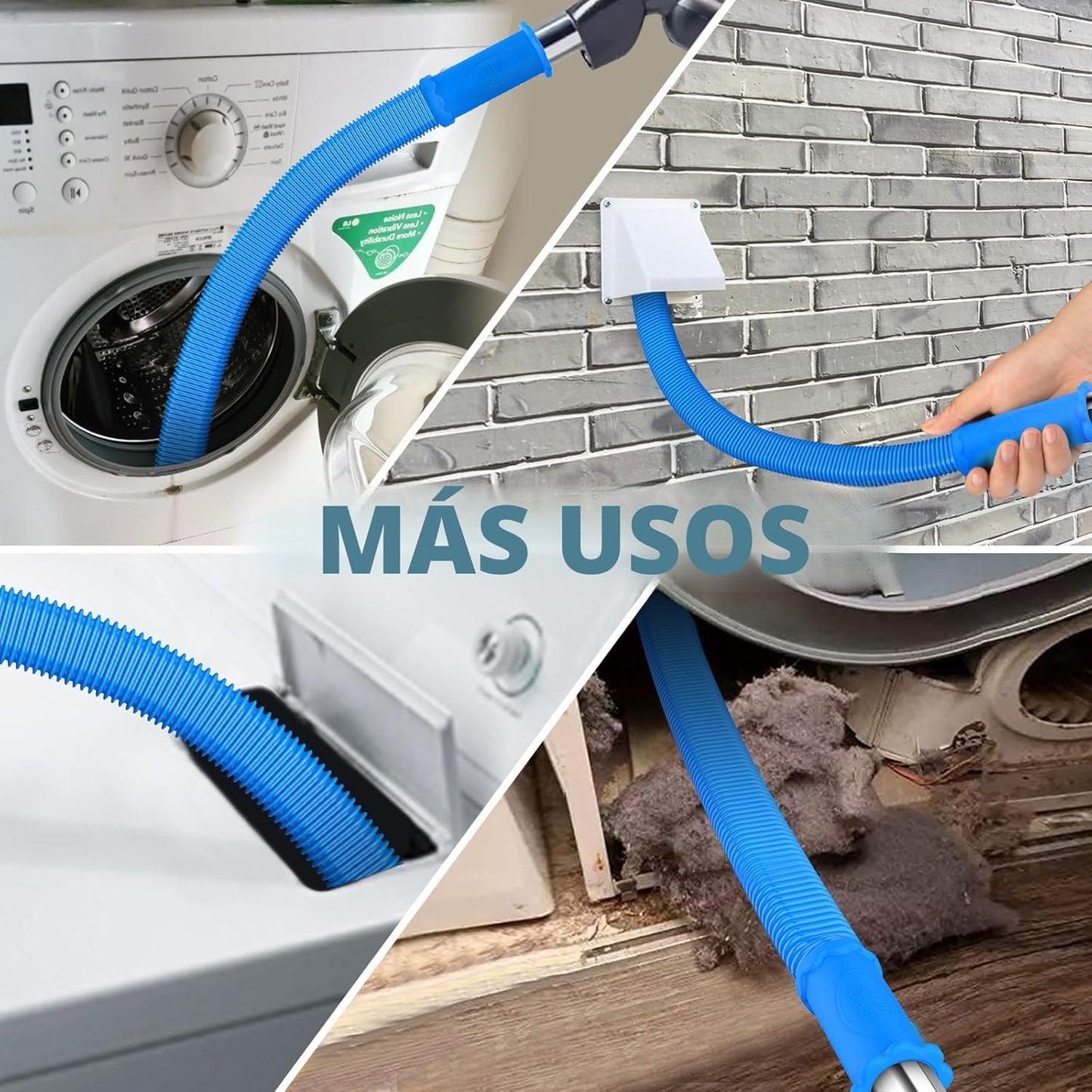 Kit limpieza conducto secadora 2 pzas cepillo pelusa manguera vacío