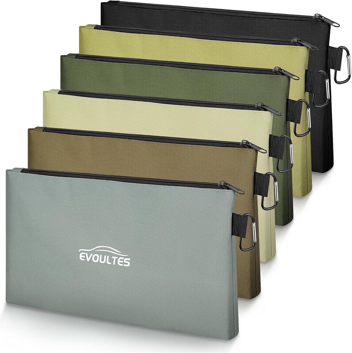 Bolsas herramientas 12pulg cremallera mosqueton set 6 bronceado