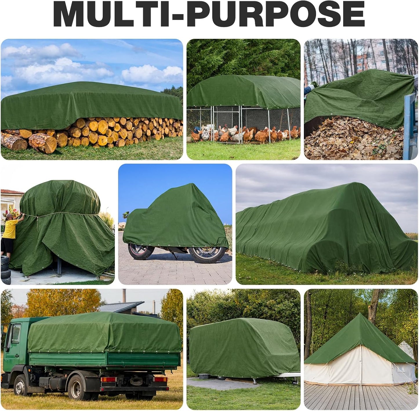 Lona exterior resistente 6x8ft algodón 12oz impermeable