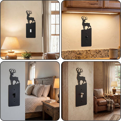Cubiertas metal negro para placa interruptor alce árbol montaña