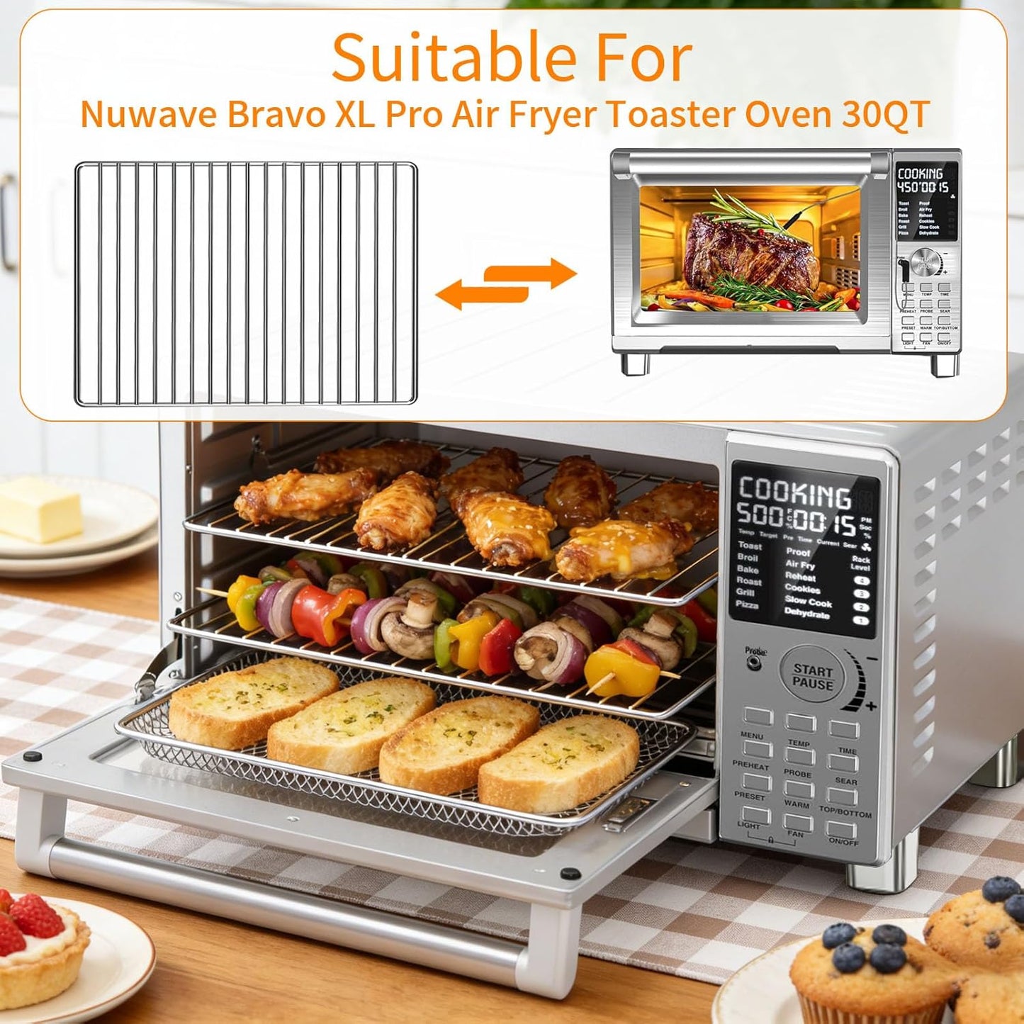 Accesorios freidora aire Nuwave Bravo XL Pro 30qt acero inox