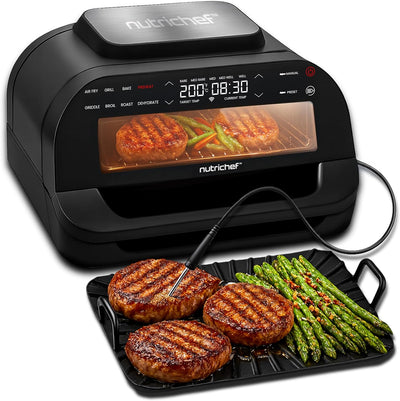 Parrilla sin humo NutriChef con freidora aire 7 funciones 6L