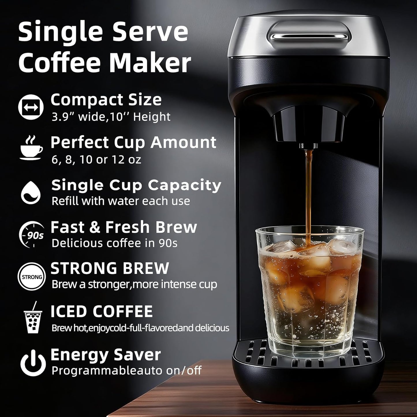 Cafetera solo uso K Cup 6-12oz con ventana y recordatorio