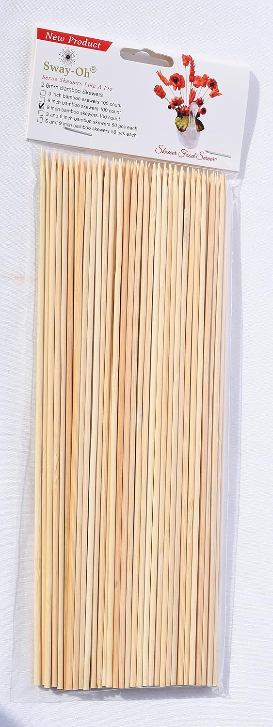 Brochetas bambú 9pulg 100uds fuertes para frutas carnes
