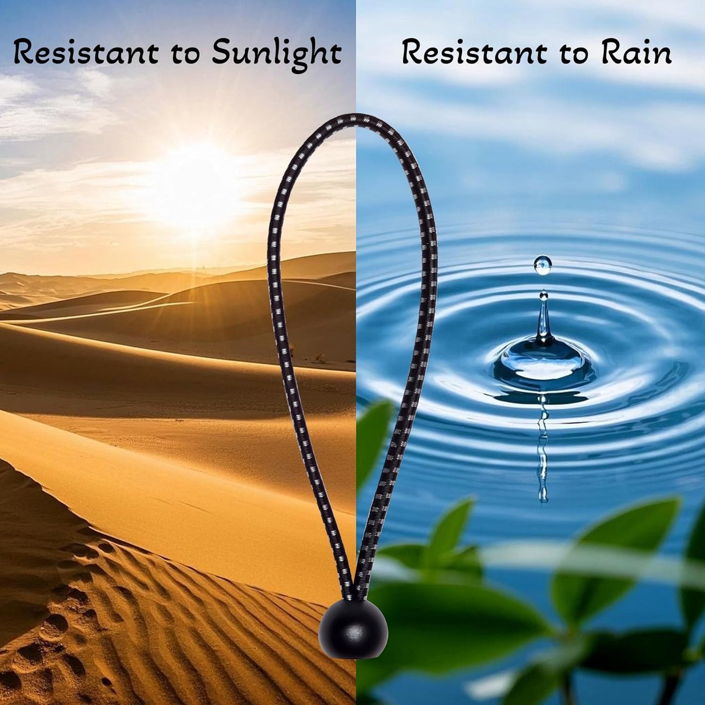 Cuerdas elásticas con bolas 35uds 6pulg para toldo negro