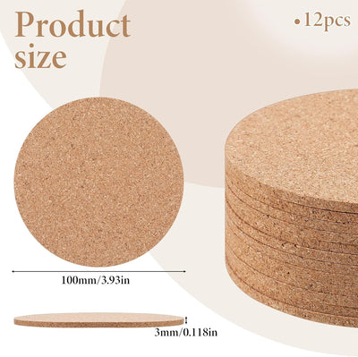 12 Posavasos Corcho Doble Capa 4pulg Absorbente Jardín Patio