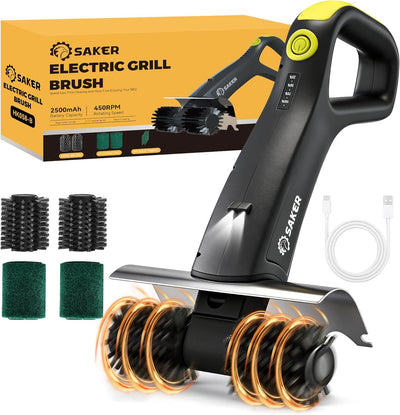 Cepillo eléctrico parrilla 450 RPM luz LED kit 8 pzas