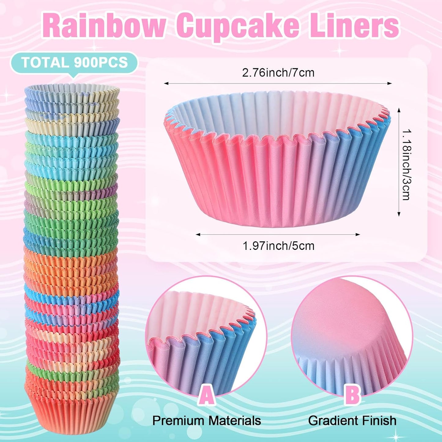 900 Forros Cupcakes Coloridos Grado Alimenticio Prueba de Grasa
