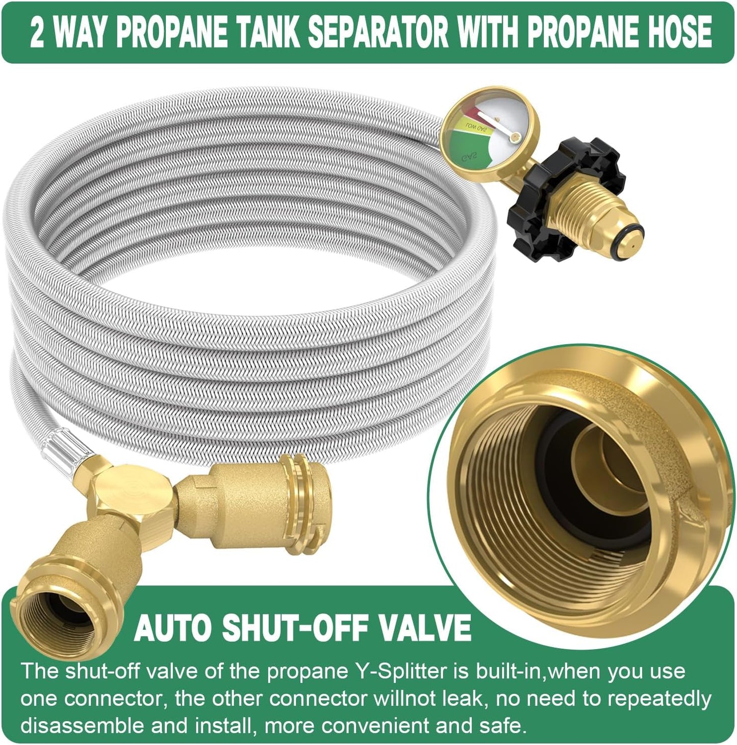 Manguera propano 12ft divisor POL 2 vías adaptador Y