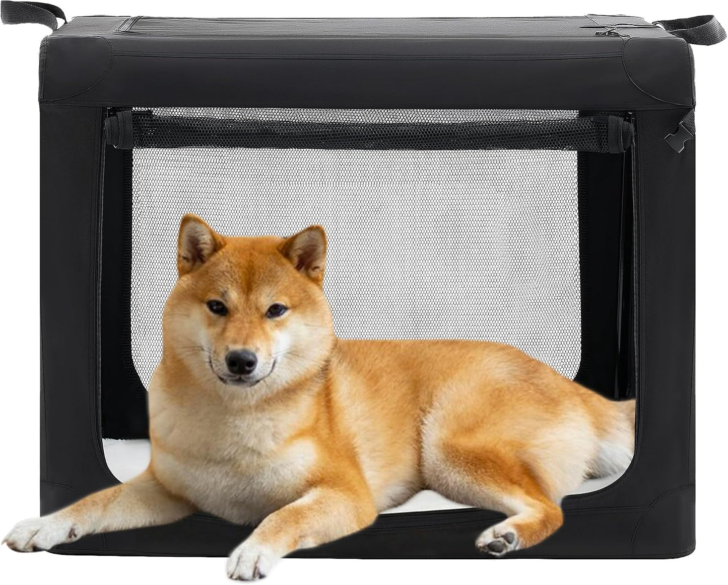 Jaula plegable perros 30pulg ventanas malla 3 puertas