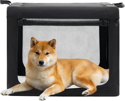 Jaula plegable perros 30pulg ventanas malla 3 puertas