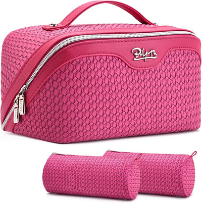 Bolsa organizadora maquillaje viaje 3 pzas cuero vegano impermeable