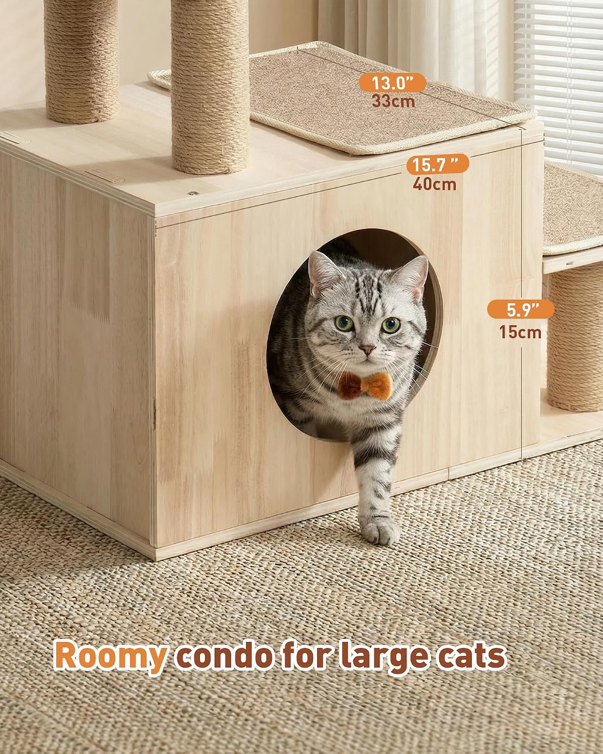 Escaleras 3en1 para gatos de 7.87pulg madera cama alta