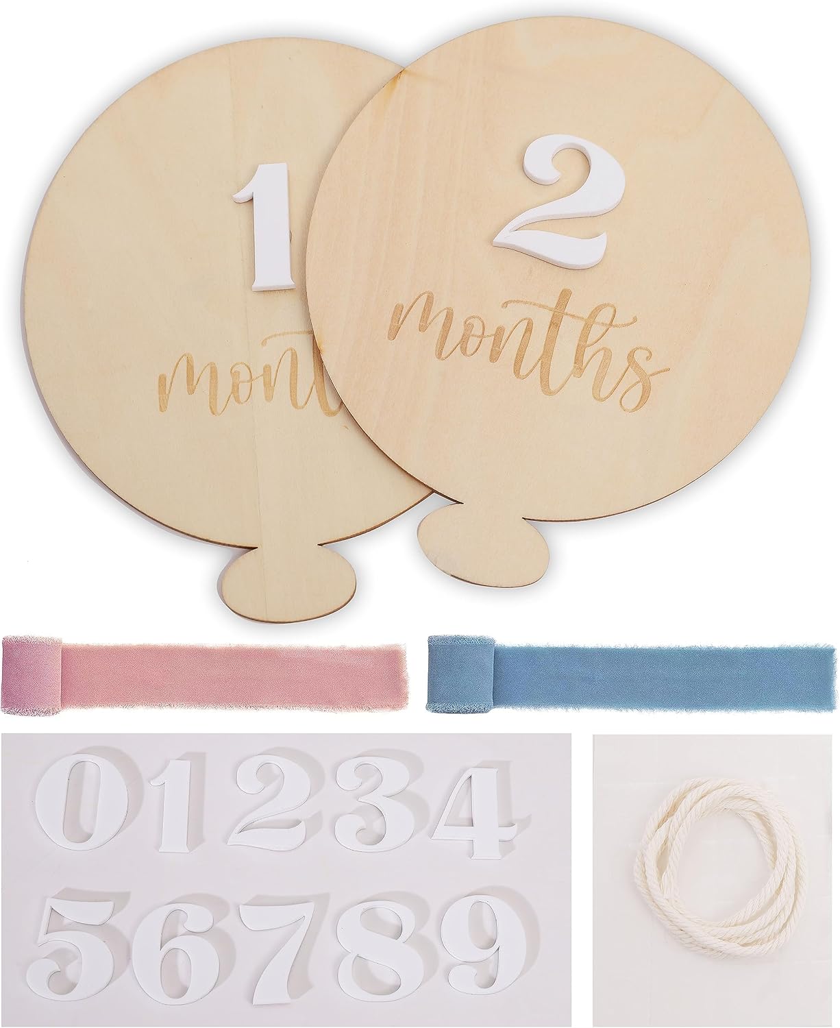 Juego tarjetas hitos globos aerostáticos madera letrero bebé