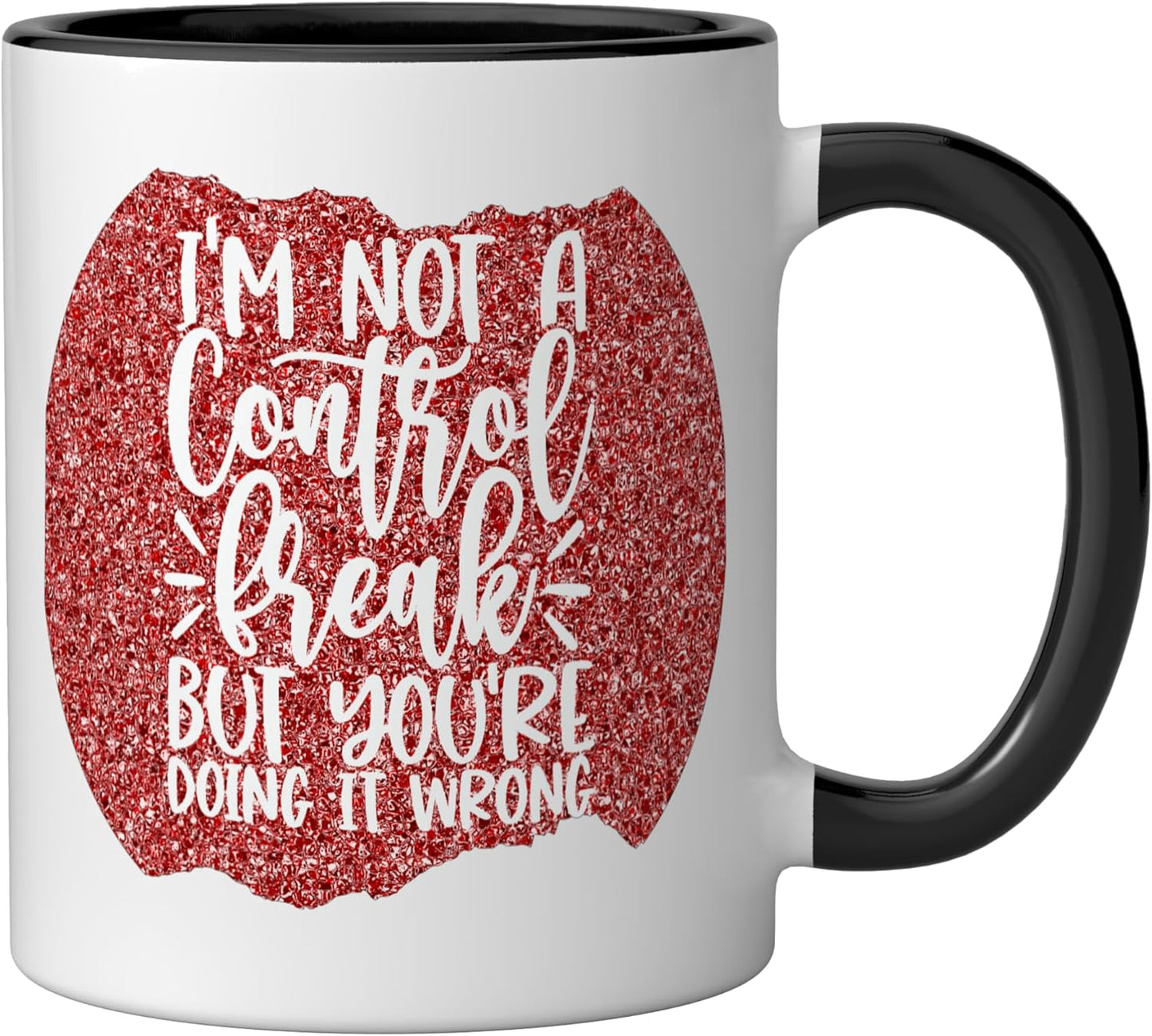 Taza Cerámica con Frase Irónica Fondo Rojo Negro/Blanco