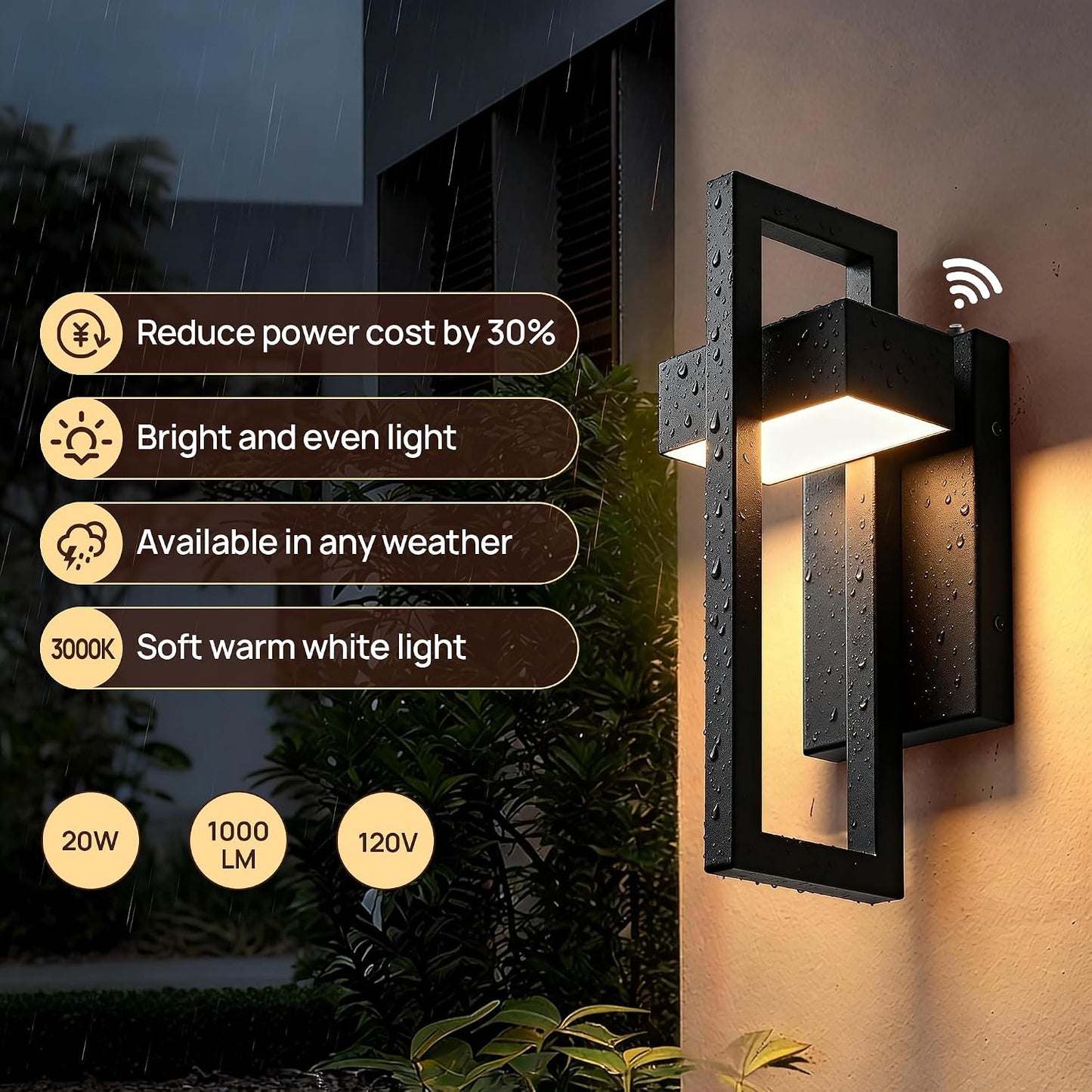 Aplique pared luces LED negras para porche exterior