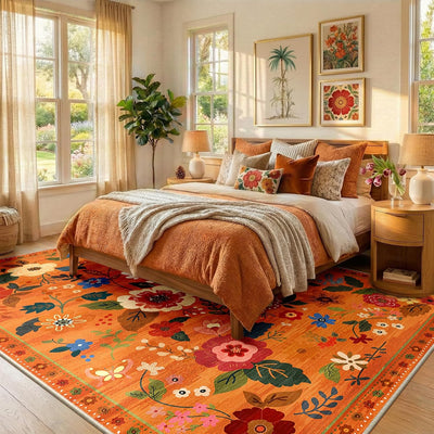 Alfombras área estampado floral 8x10ft antideslizante sala niños