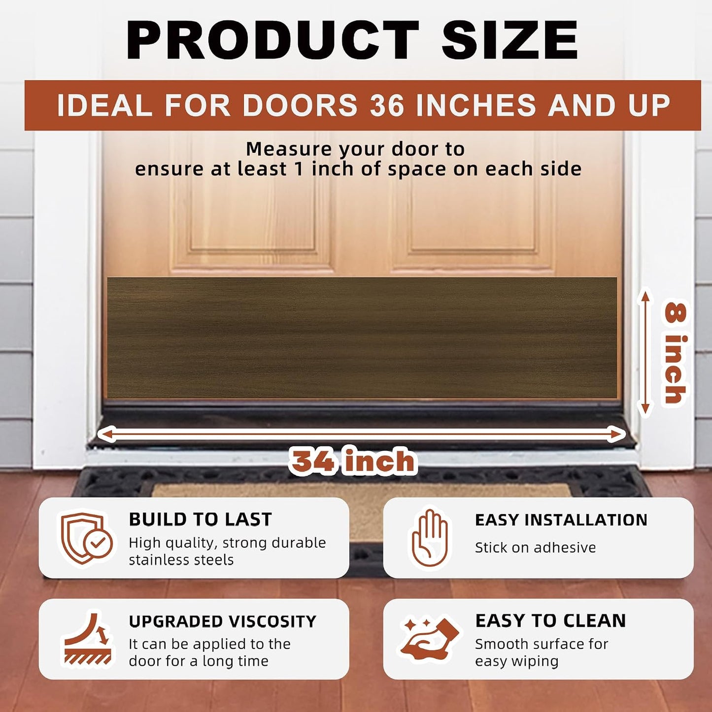 2 Placas Acero Inox Autoadhesivas 8x34pulg Puerta Delantera