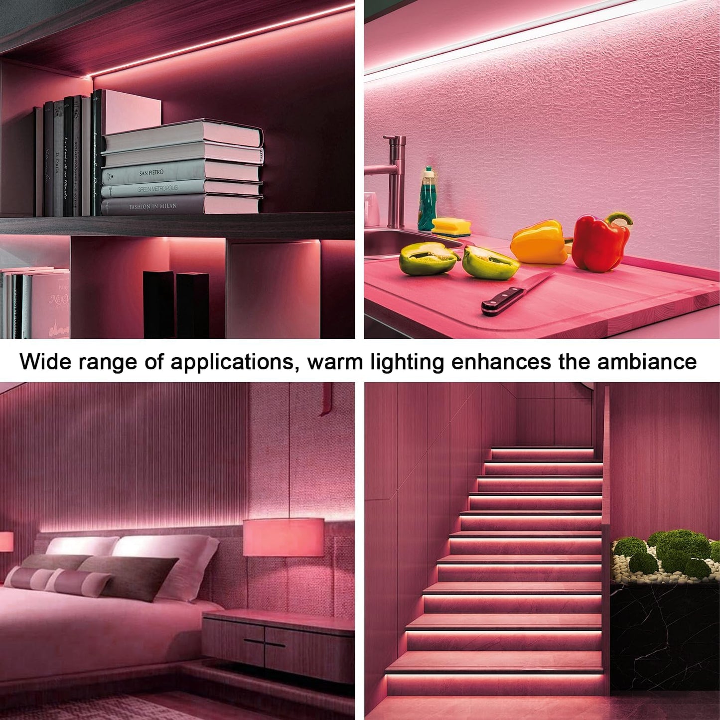 Tira LED USB rosa regulable 3.28pies alta luminosidad