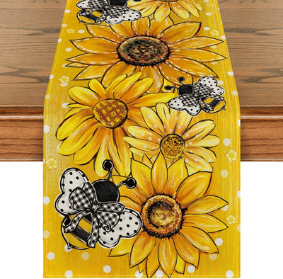 Camino mesa verano girasoles amarillos abeja 13x72