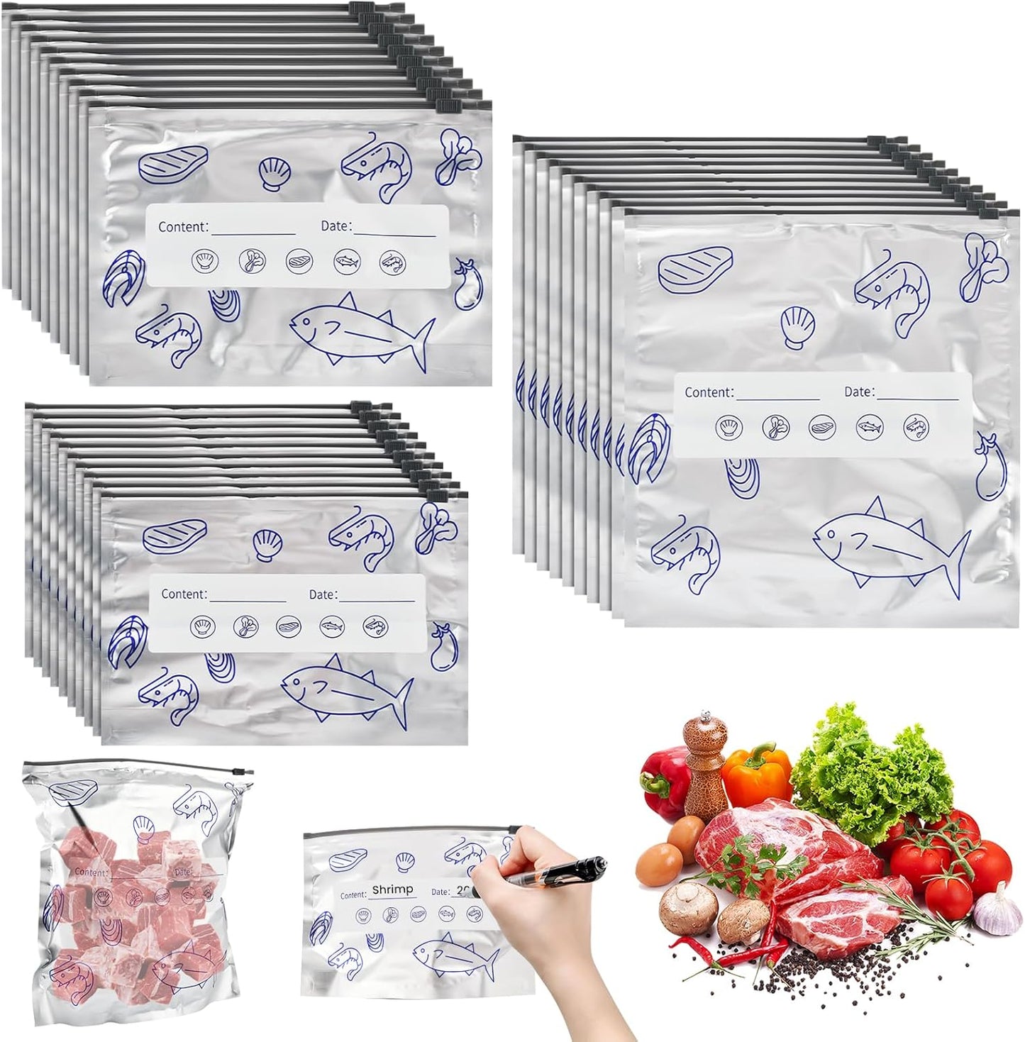 Bolsas de almacenamiento reutilizables de papel aluminio sellables con cierre de cremallera