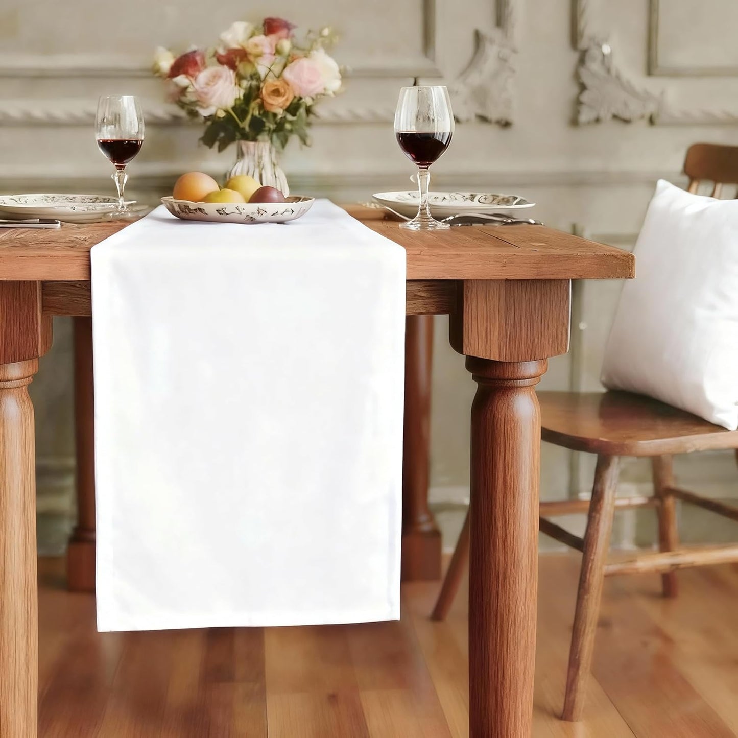 Camino de mesa blanco decorativo impermeable 12 x 36 pulgadas