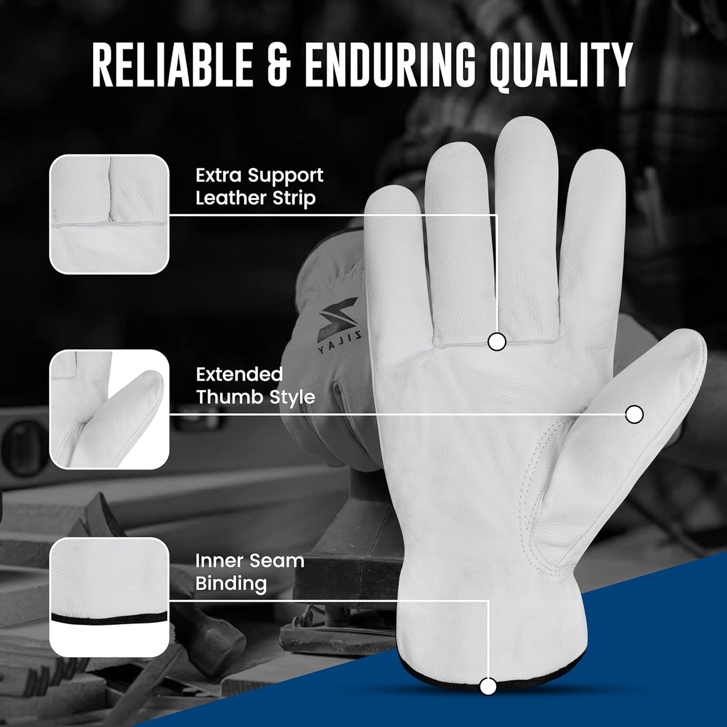 Guantes cuero cabra Thinsulate seguridad invierno jardineria