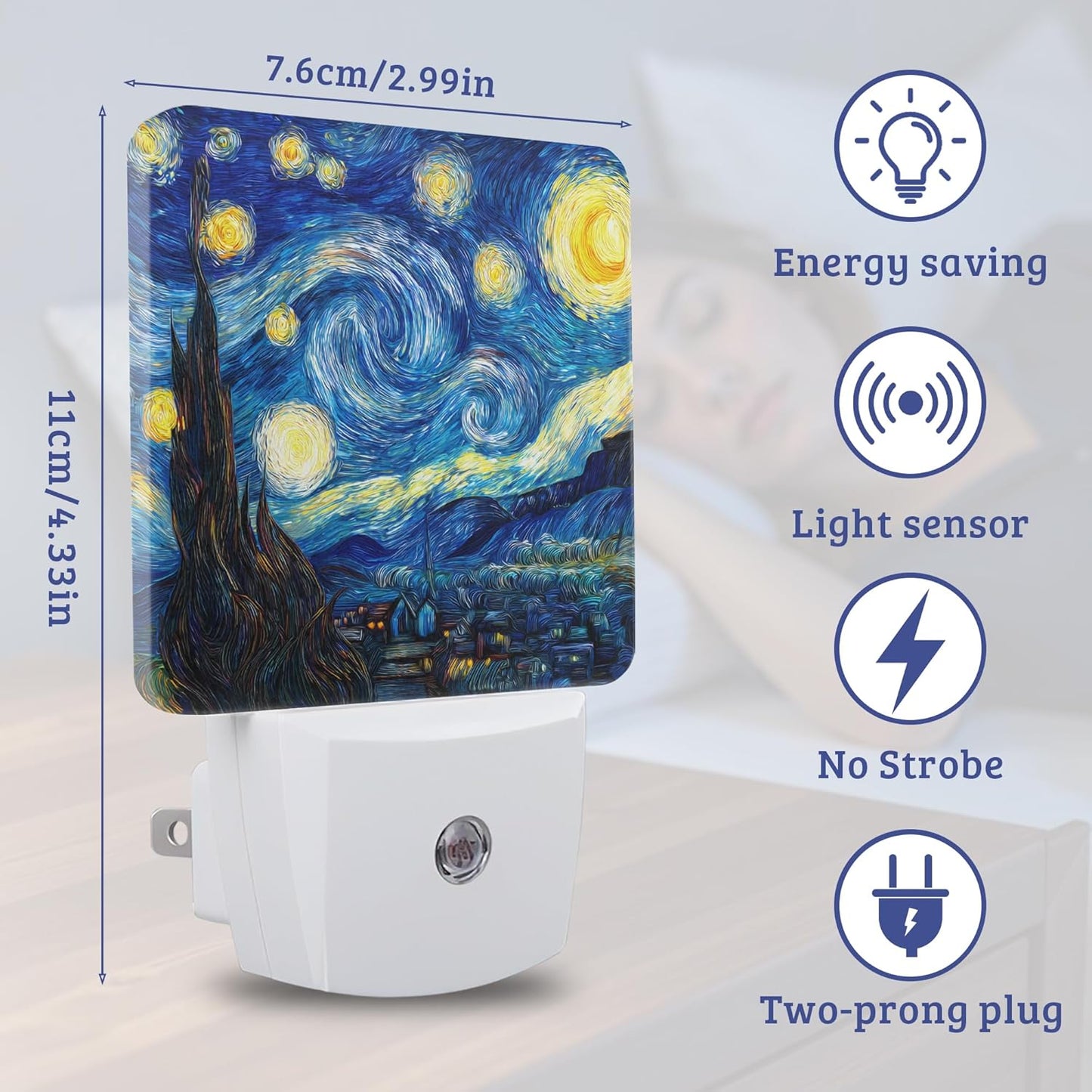 Luz Nocturna Estrellada Sensor Automático para Hogar Niños
