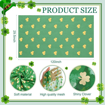 Camino de mesa San Patricio gasa trébol verde 10 pies mantel tul papel aluminio