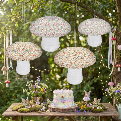 4 Pzas Decoración Farol Hongo Fiesta Cumpleaños