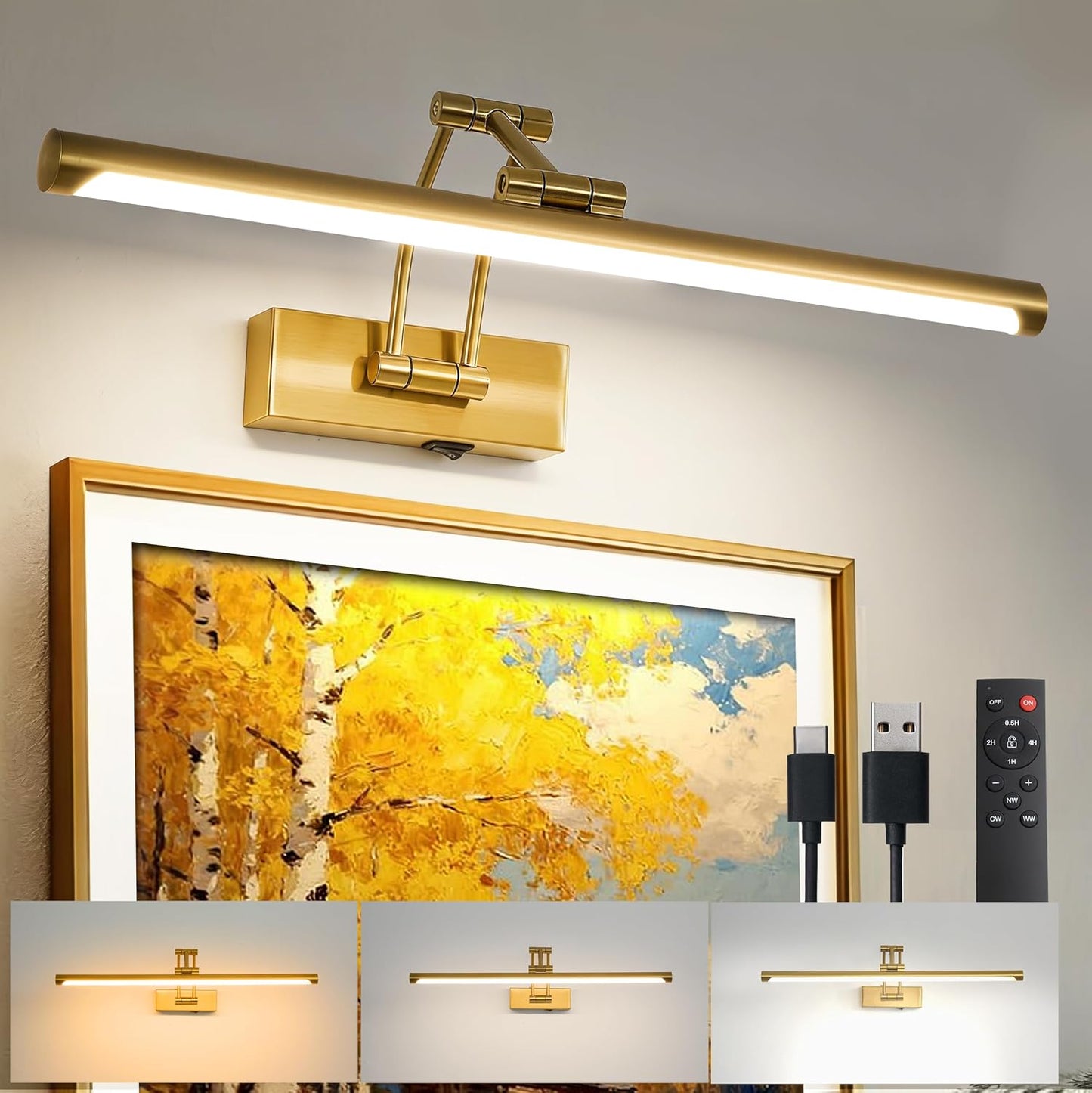 Luces arte recargable pared 24pulg regulables modernas
