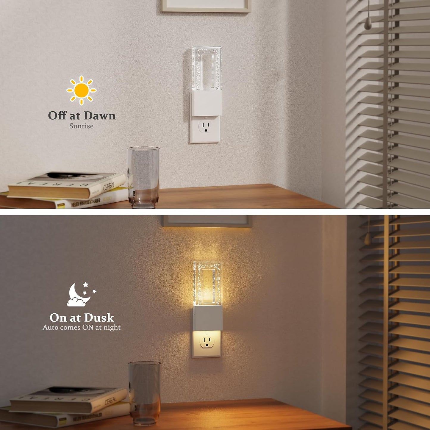 Luces nocturnas enchufables sensor atardecer LED blanco 3000K