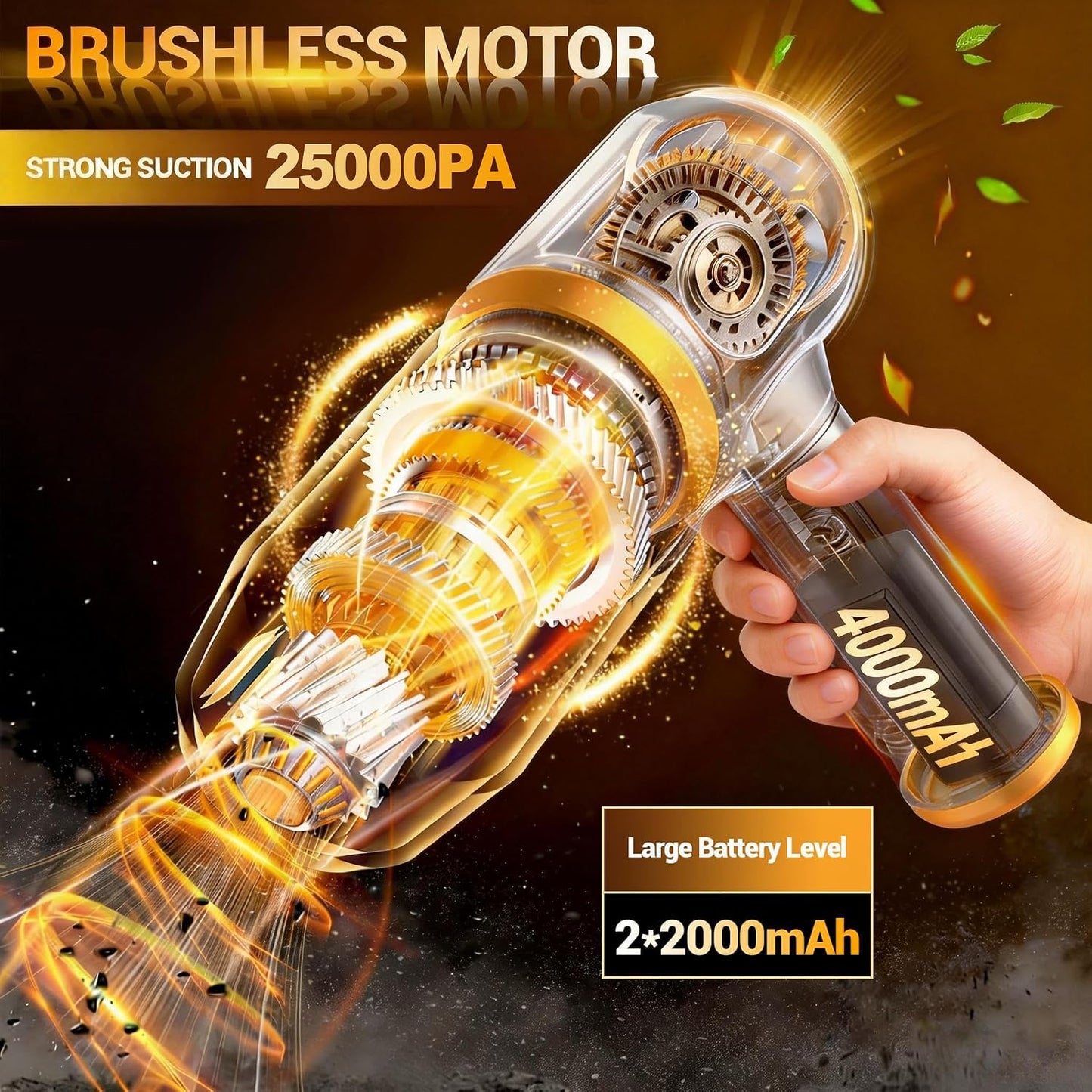 Aspiradora mano inalámbrica auto 6en1 motor sin escobillas 4000mAh