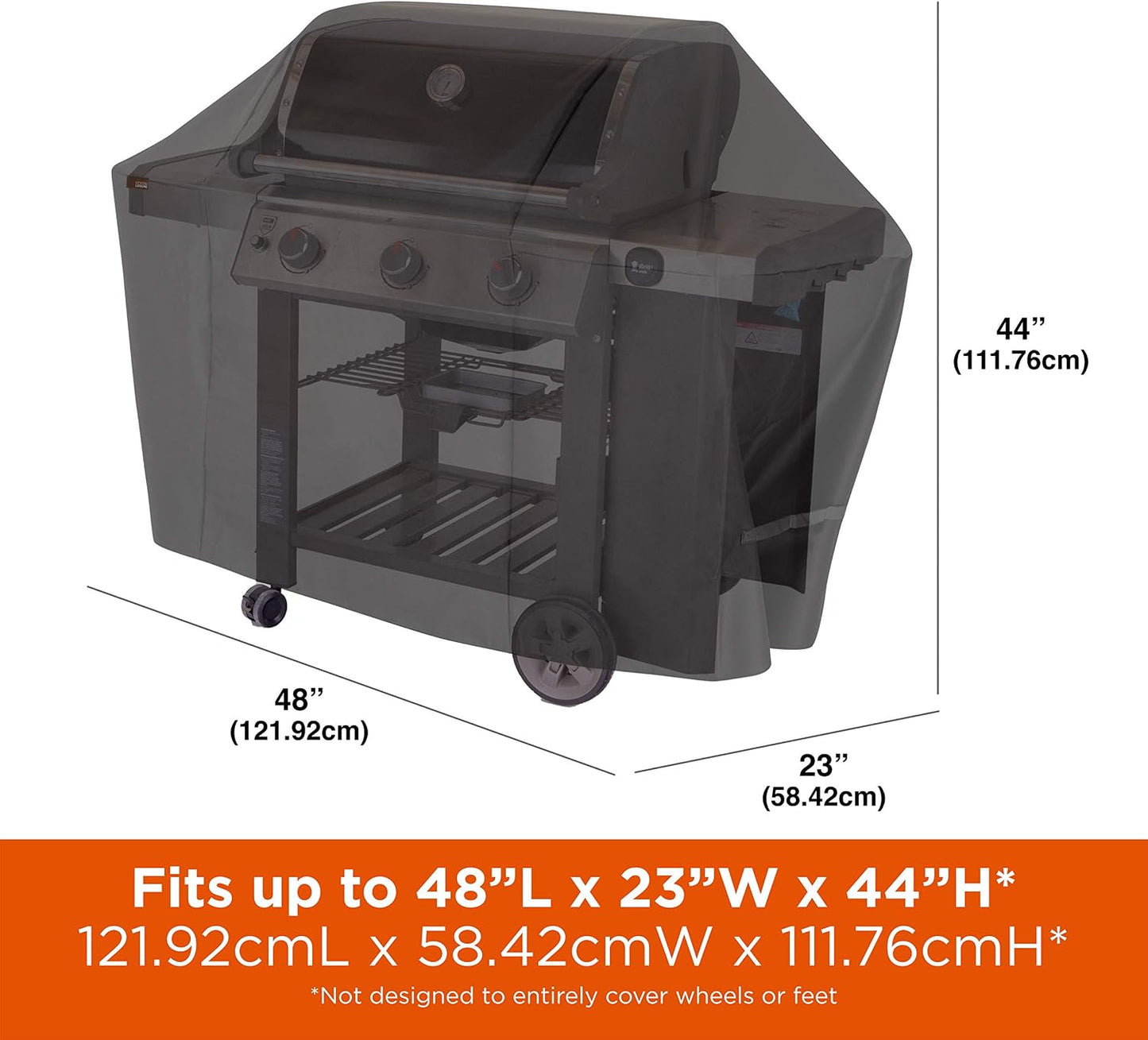 Parrilla 2 quemadores cubierta 48x23x44pulg resistente agua negro
