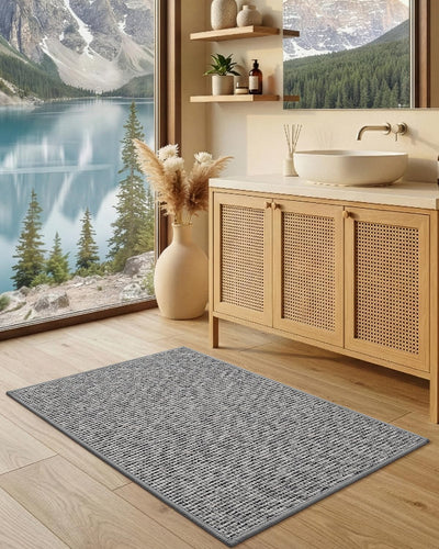 Tapete baño antideslizante rápido secado 16x24pulg gris