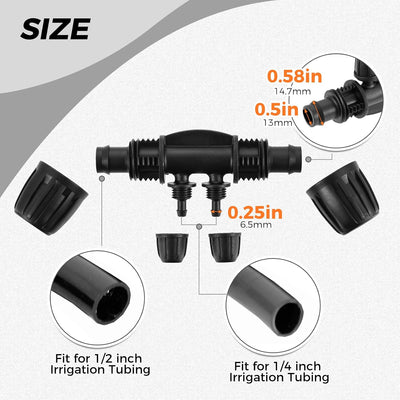 20 accesorios riego goteo 1/2 pulg 4 vías en T