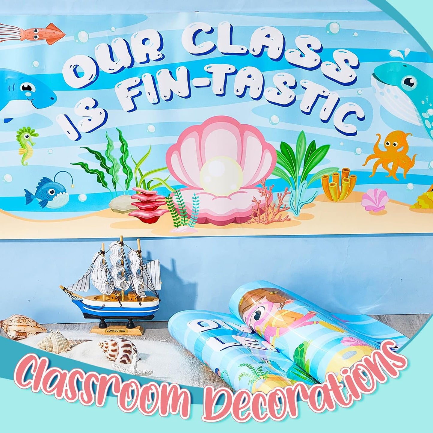 2 Carteles Oceánica 1x3ft Telón Fondo Aula Escuela