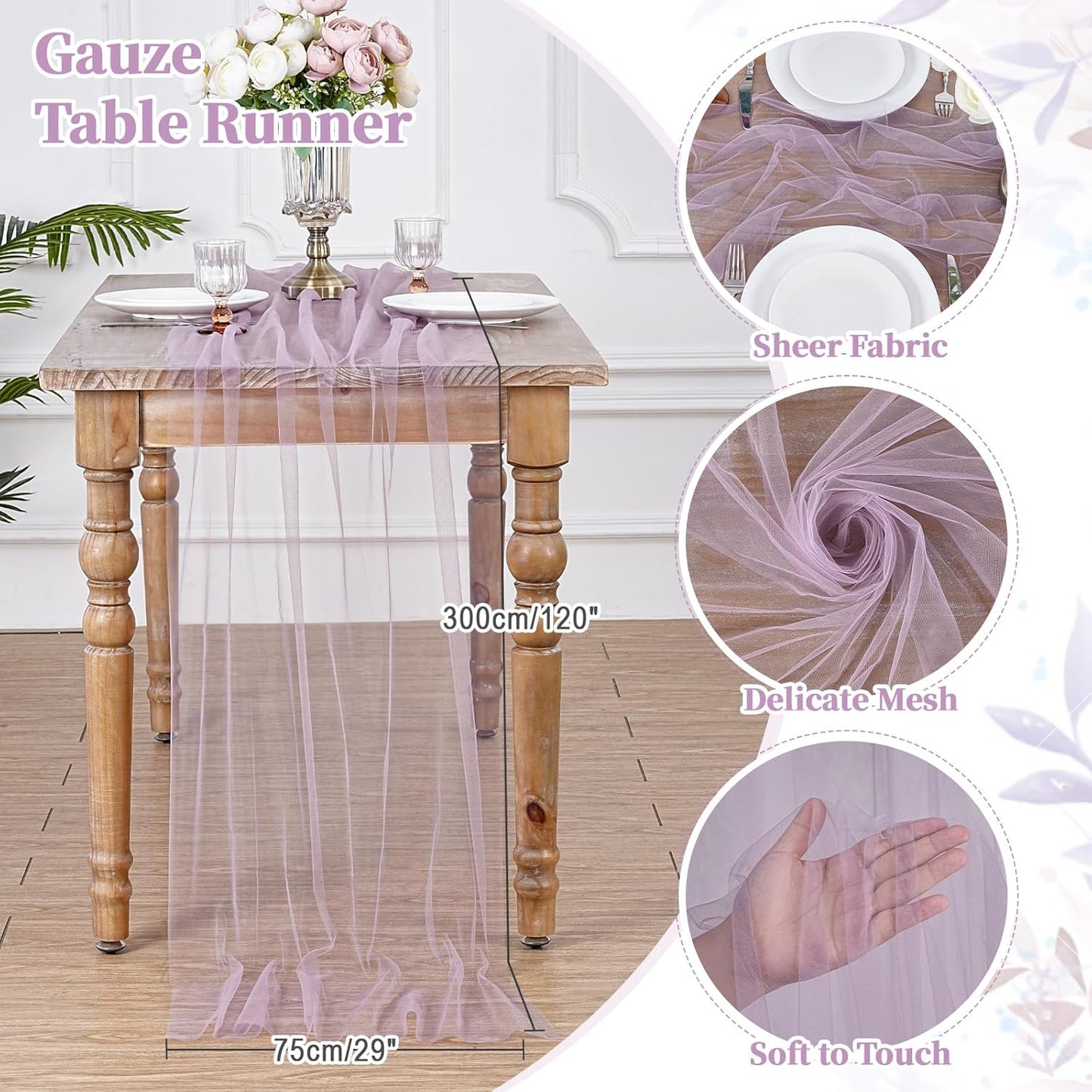 Camino Mesa Tul Transparente 120pulg Decoración Hogar