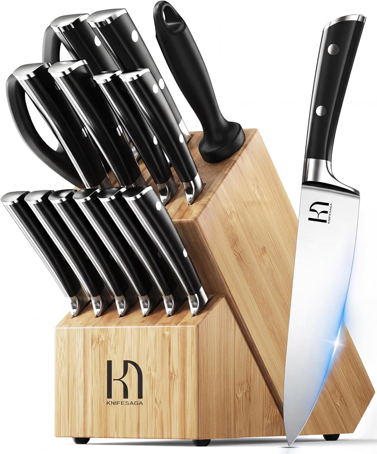 Set 15 Cuchillos Chef Acero Inox Bloque Afilador