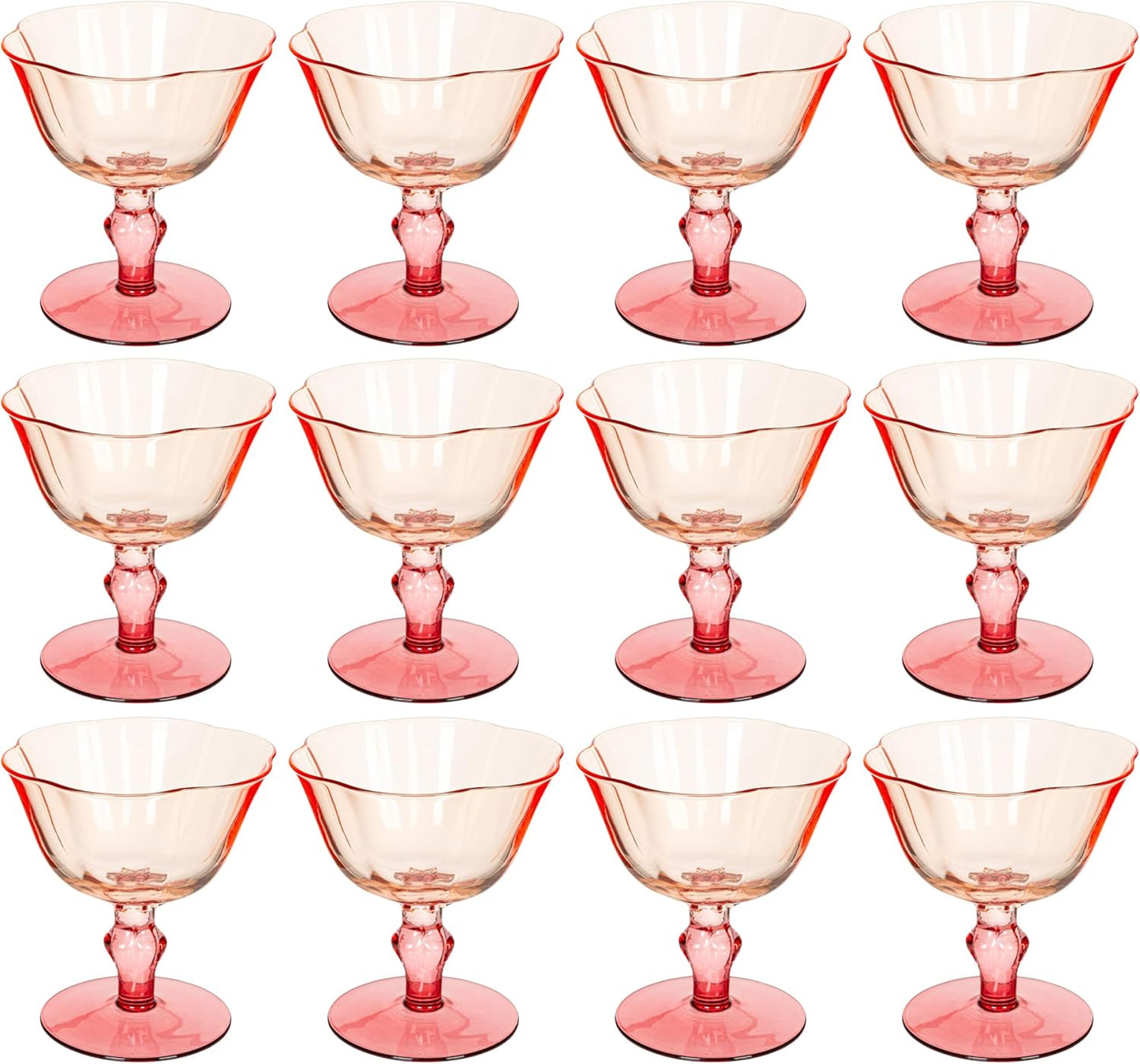 Set 12 copas vino tallo doble tono 6oz rojo