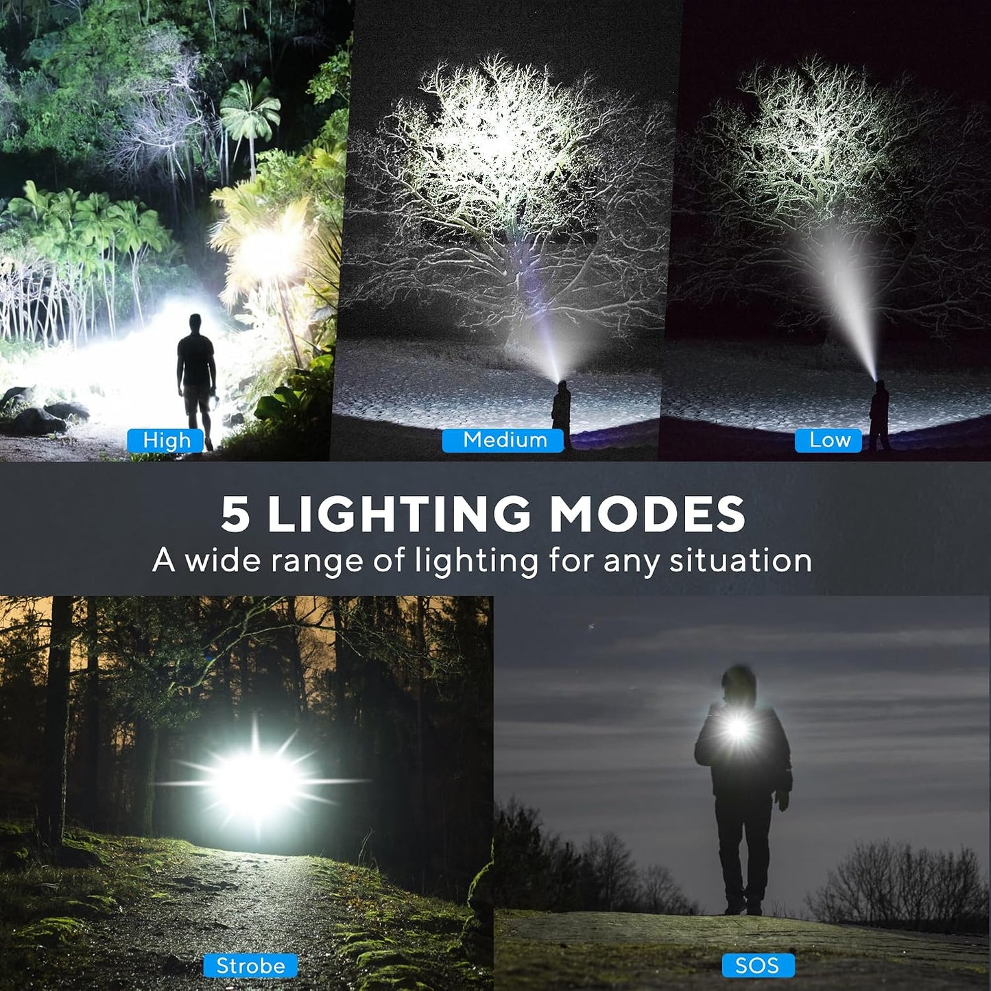4 Linternas LED Recargables USB C 5 Modos IP65 Hogar Campamento