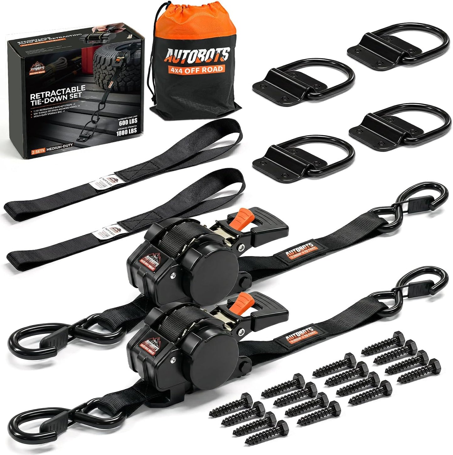 Correas trinquete retráctiles 1pulg x10ft 1800lb
