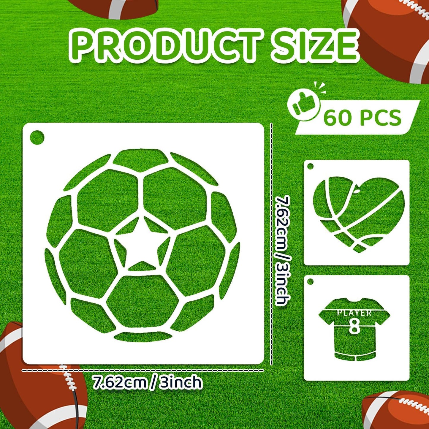 Plantillas deportivas plástico reutilizables 3x3pulg