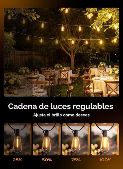 Tira luces exteriores 100ft LED 312pzas impermeable 3modos 2700K