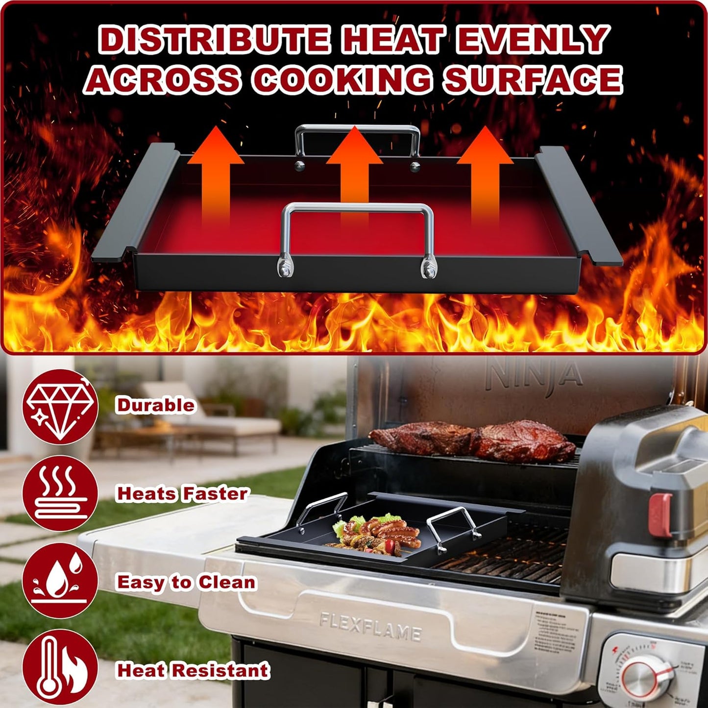 Plancha medio tamaño repuesto parrilla Ninja FlexFlame PG300